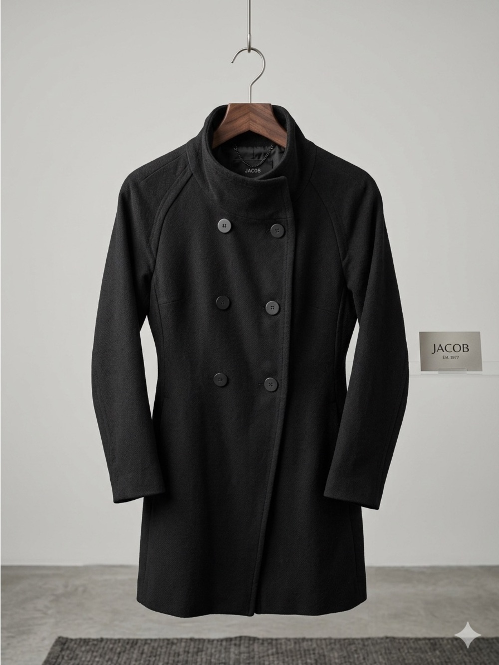 Jacob Women's Black Double-Breasted Pea Coat
